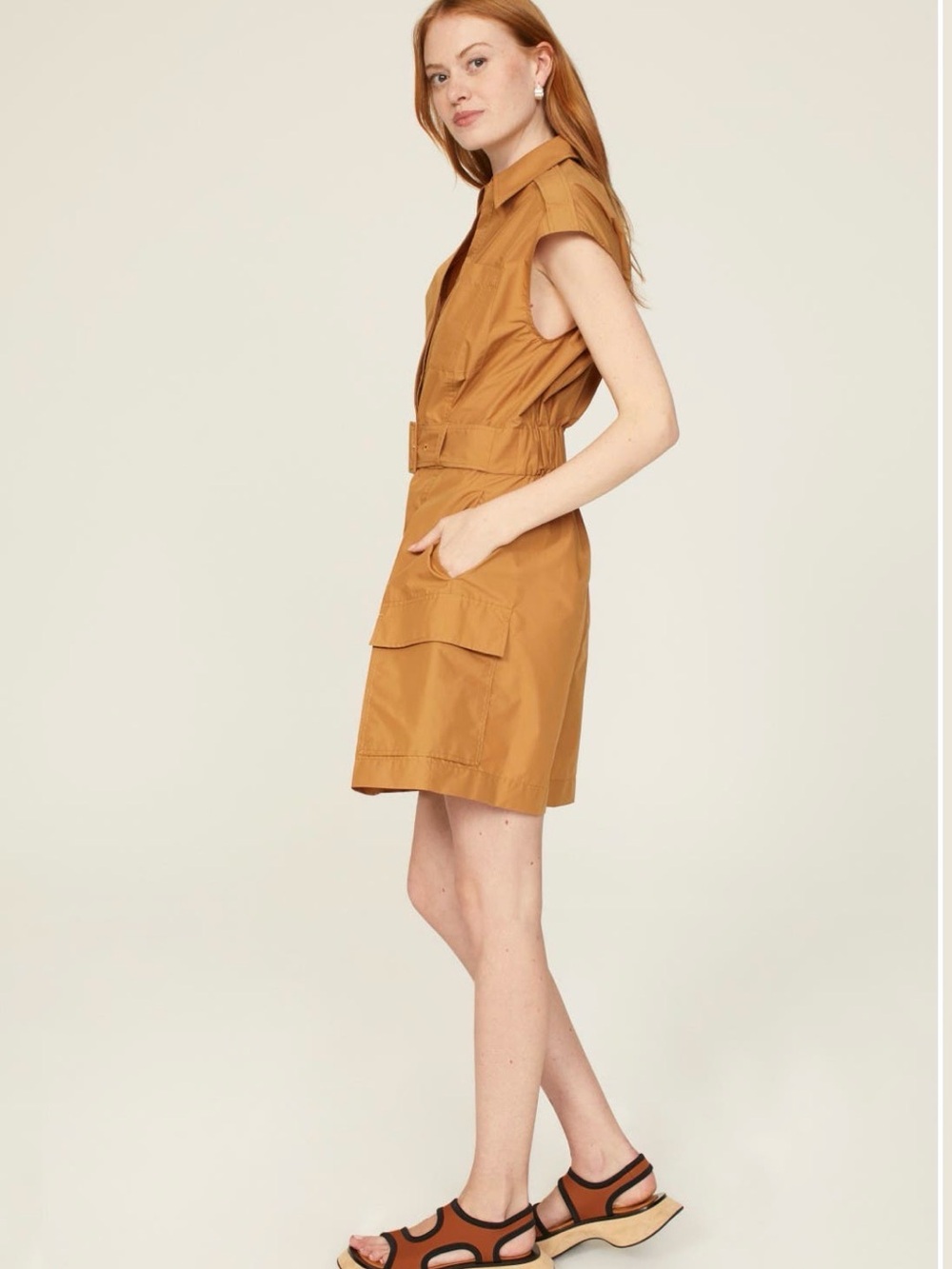 3.1 Phillip Lim Camel Utility Belted Cargo Romper size 4 - Picture 3 of 6